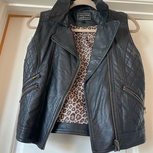 Black leather vest